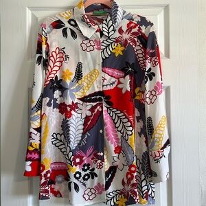 Benetton- size Large- gently worn- multi colored long sleeve/ with button front